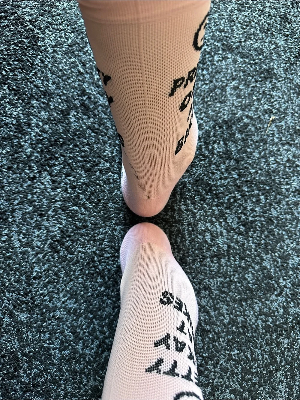“Pretty Okay At Bikes” Pink Crew Socks
